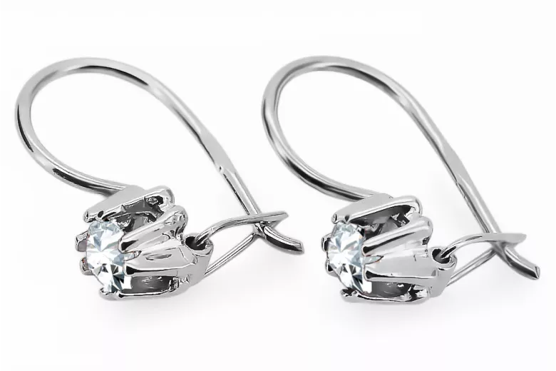 Ασήμι 925 14k 583 Zircon Σκουλαρίκια vec053s Russian Soviet USSR Vintage Jewlery Art Deco style